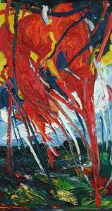 Harry Meyer, Land-Energie, Öl/Lwd., 2002, 130x70 cm
