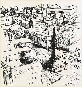 Luisenplatz Darmstadt, Lithografie, um 1960