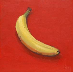 Friedel Anderson, auf rot, Öl/Leinwand, 30x30 cm
