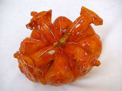 Kuchenblume orange, 2014, weißer Ton glasiert