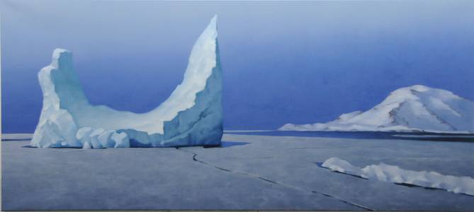 Gerhard Rießbeck, Grönland/Eisberg, Öl/Lwd., 2009, 90x200 cm