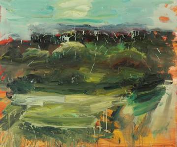 Gabi Streile, Himmel, chromoxyd (über Berlin) Öl/Lwd., 2012, 100x120 cm