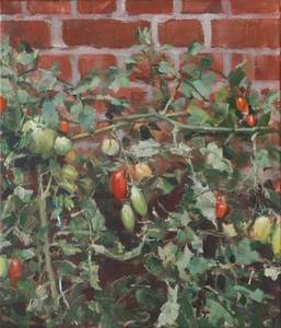 Tomatenwand, Öl auf Leinwand, 2015 Format: 70 x 60 cm