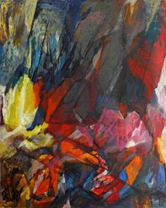 Peter Steinforth, Die Schmiede des Vulkan, Öl auf Rupfen, 151 x 120 cm