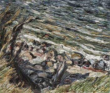 Christopher Lehmpfuhl, Meer und Steine, Öl/Lwd., 2015 120x140 cm,