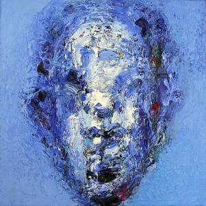 Blauer Kopf, Öl/Lwd., 2005, 40x40 cm