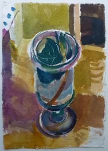 Müller-Linw, Stillleben mit Glas, Aquarell, 1983, 62x43 cm